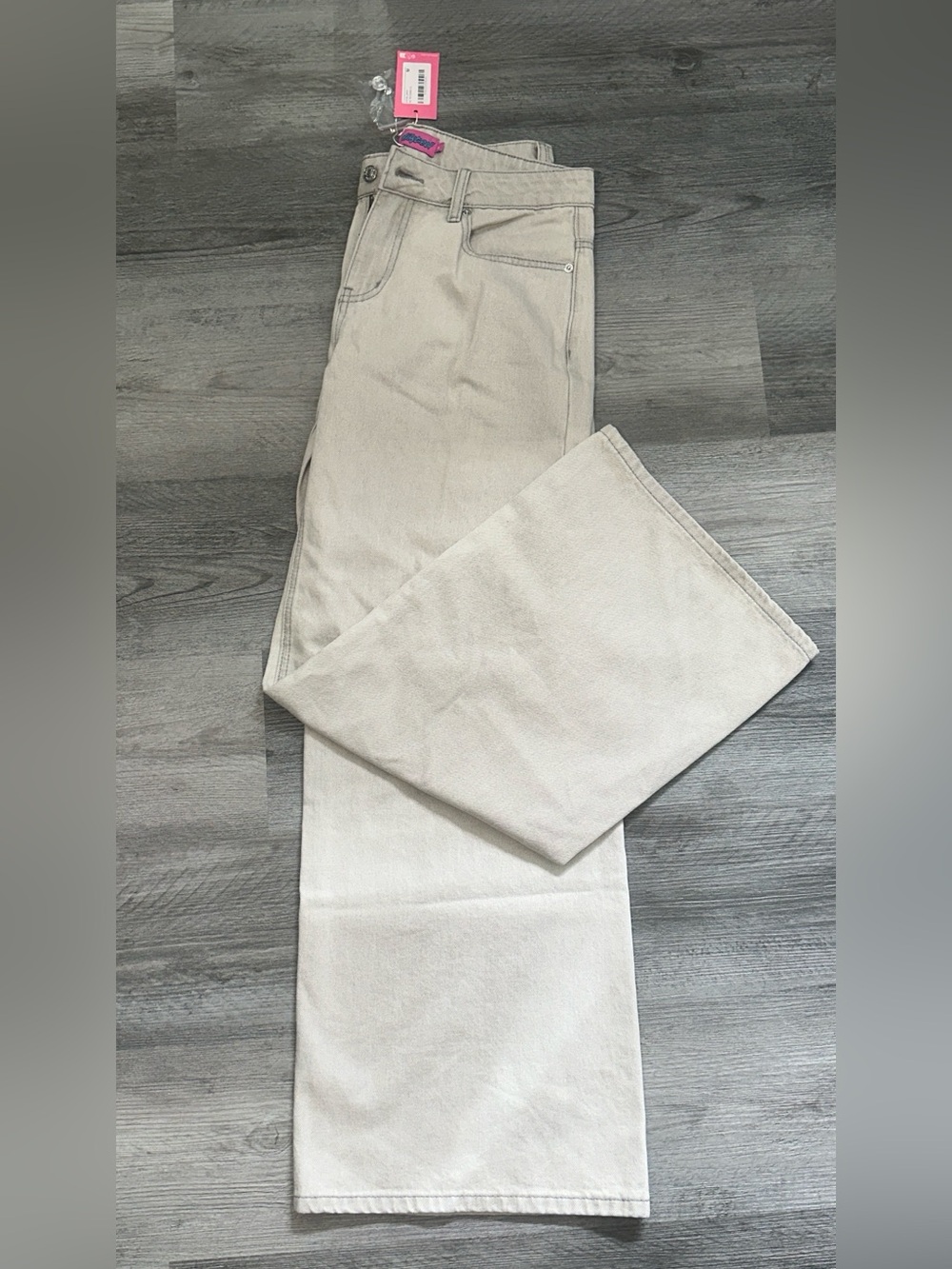 Edikted Light Beige/grey Wide Leg Jeans